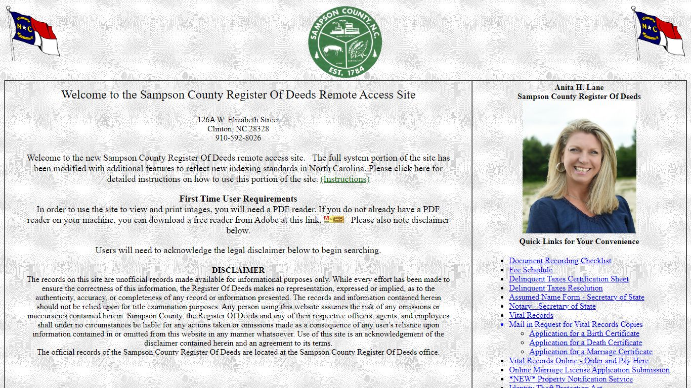 Sampson County Register Of Deeds Remote Access Site