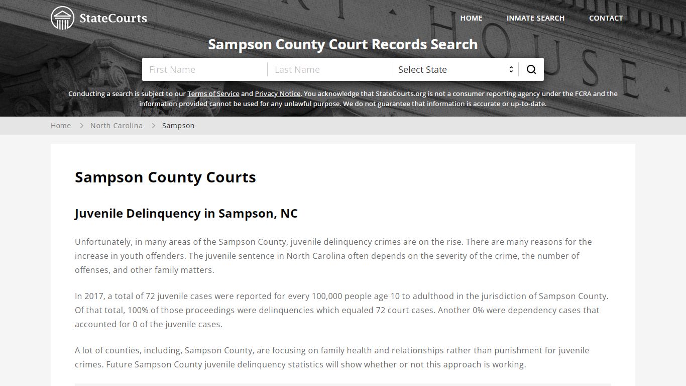 Sampson County, NC Courts - Records & Cases - StateCourts